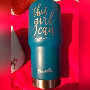 Teal Tumbler with Inspirational Quote